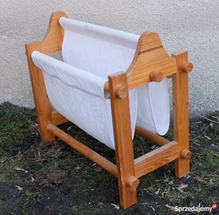 Drewniany gazetnik z materiałowym wkładem 236 Kościan sprzedam