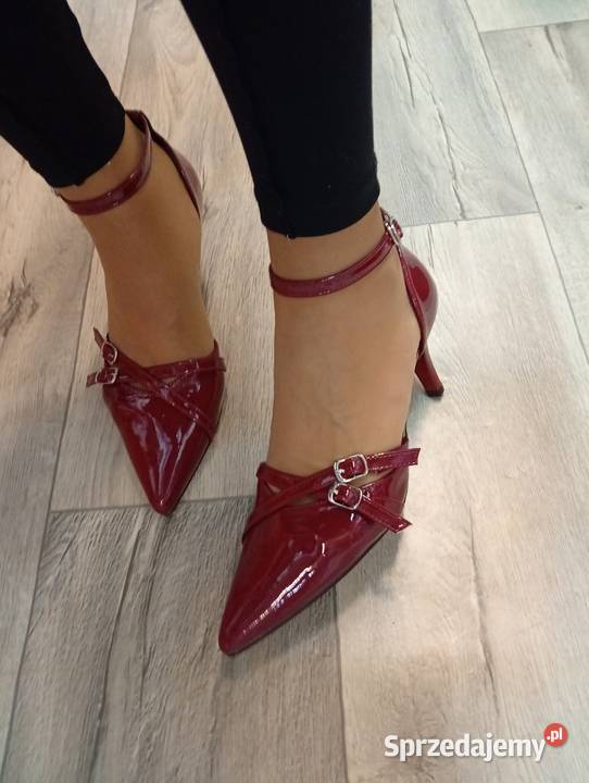 40 Bordowe czółenka wieczorowe z zapięciem Nowe małopolskie Kraków