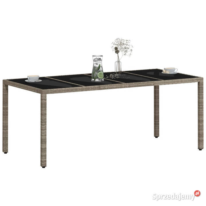 Stół ogrodowy ze szklanym blatem szary 190x90x75 sprzedam