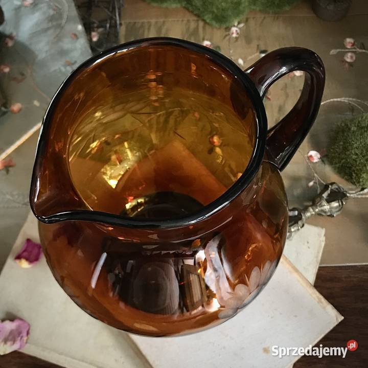 Duży dzban szkło bursztynowe poj 2 l Porcelana i szkło Myszków sprzedam
