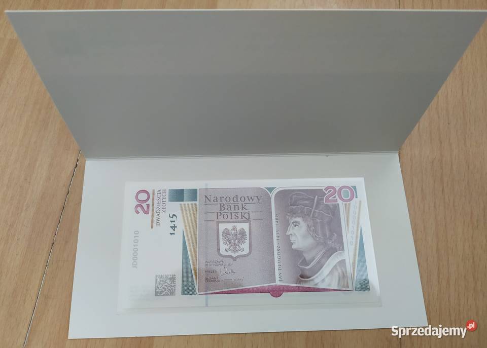 JD0001010 20 JAN DŁUGOSZ Niski Numer UNC BANKNOT Będzin sprzedam