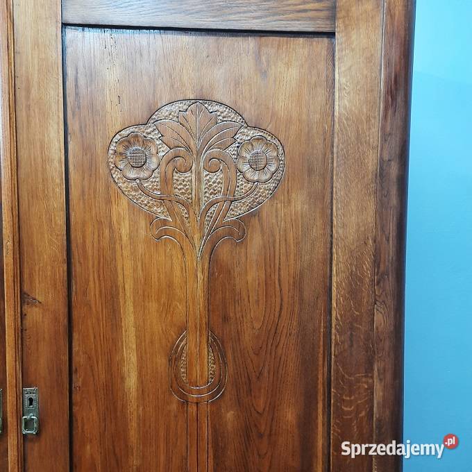 Piękna Dębowa Szafa Secesyjna AntykiMarki Meble mazowieckie Marki