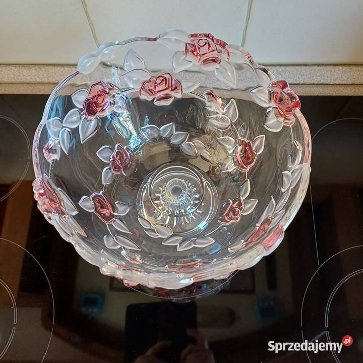 Salaterki szklana dużą na nóżce Sieradz