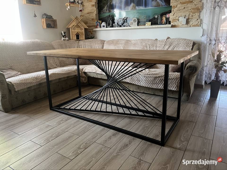 Stół Loftowy dębowy gr 3 konstrukcja stalowa wielkopolskie Ostrzeszów