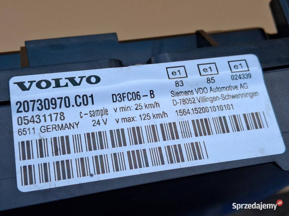 VOLVO FH FM LICZNIK ZEGARY PRĘDKOŚCIOMIERZ ciężarowe lubuskie Bieleń