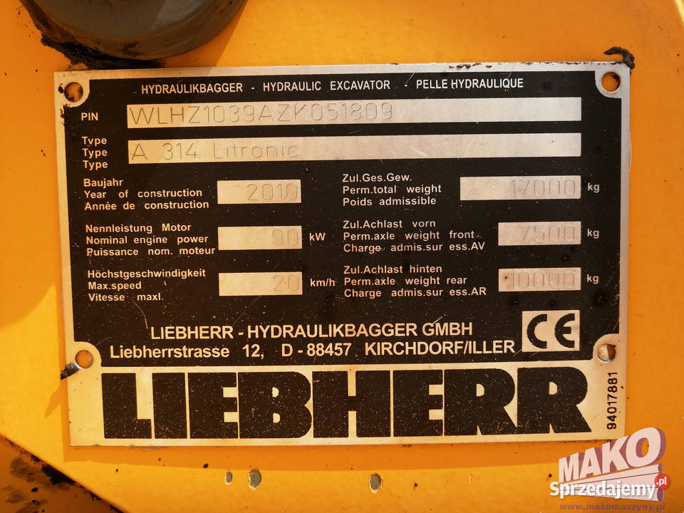 Koparka kołowa Liebherr A314 Litronic Ostrowiec Świętokrzyski sprzedam