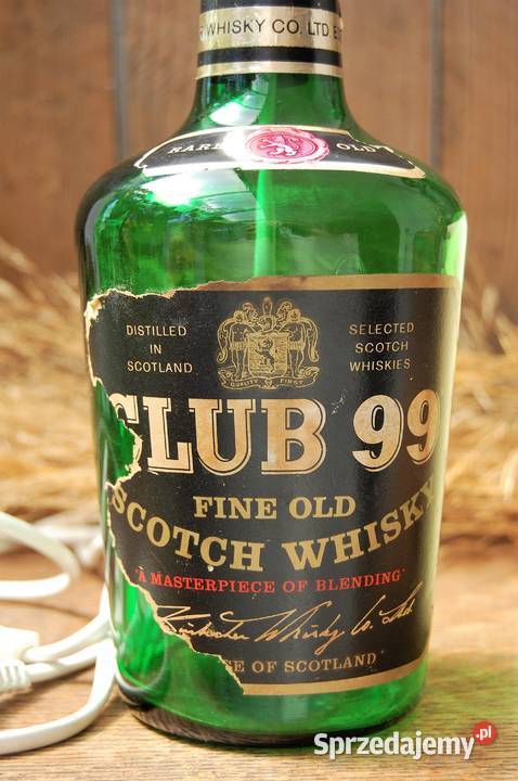 Lampa z butelki Whisky Club 99 stojąca vintage odcienie zieleni Oświetlenie lubelskie Lublin