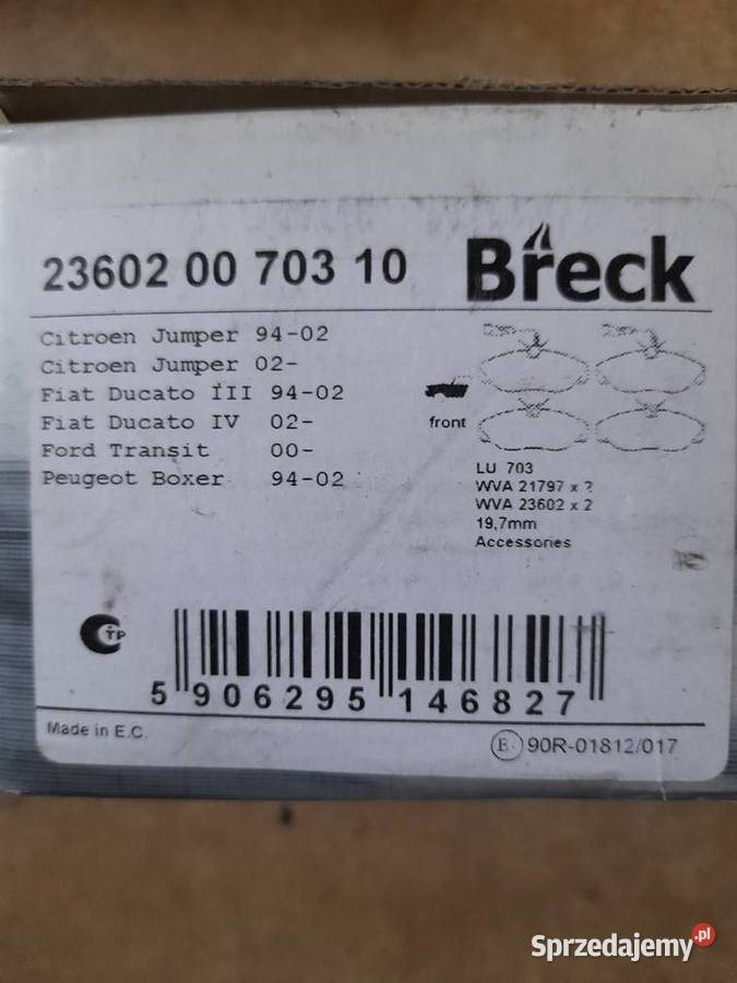 Klocki hamulcowe Brek citroen Jumper Ducato Ford Bielany sprzedam