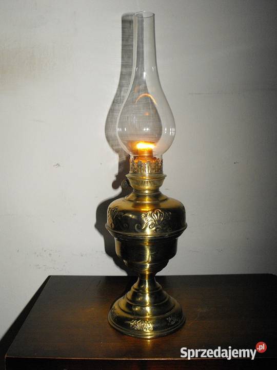 Mosiężna bogato zdobiona lampa naftowa sprawna Skierniewice