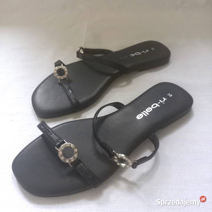 Klapki czarne Eleganckie srebrne r 38 NOWE