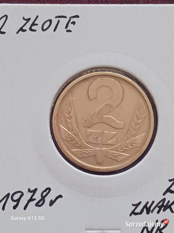 2 złote 1978 r ze znakiem mennicy 13 najniższy Antyki, Sztuka, Kolekcje Konin