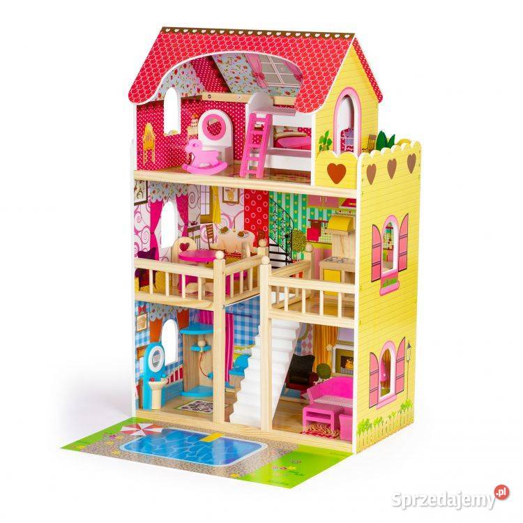 Drewniany domek lalek meble basen oświetlenie Bielsk Podlaski sprzedam