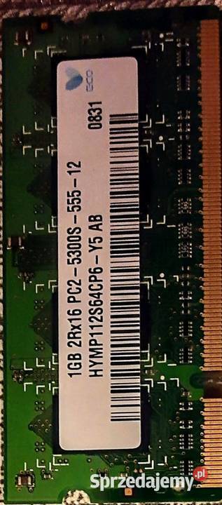 Pamięć RAM DDR2 1GB PC2 5300S 2RX16 do LAPTOPA Pamięci podlaskie Białystok sprzedam