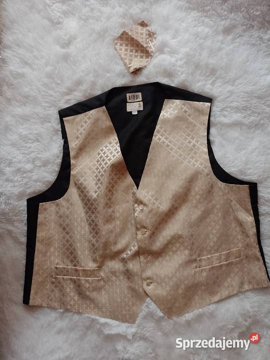 5XL Złota kamizelka garniturowa z poszetką z Odzież wyjściowa Kraków