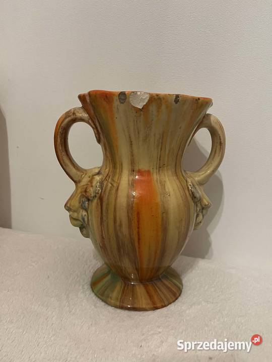 Ceramiczny wazon vintage z dwoma uchwytami Stegna