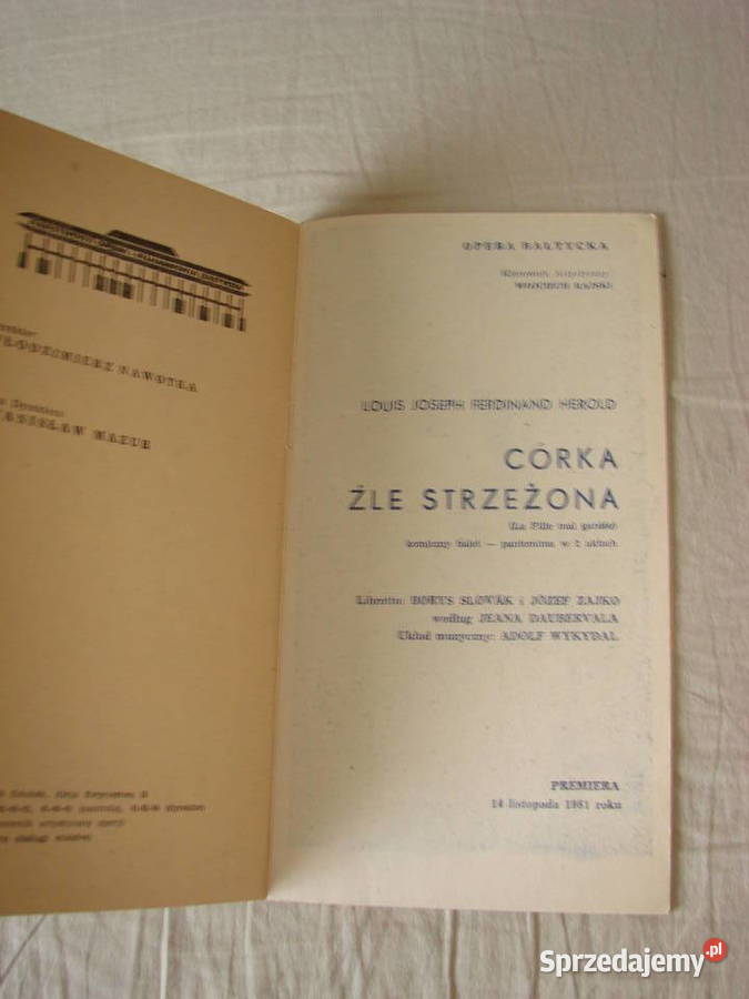 Córka źle strzeżonaOpera Bałtycka program 1981 Pruszcz Gdański