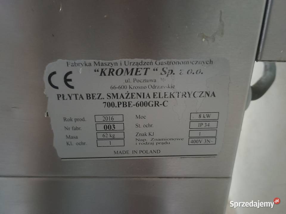Płyta Grillowa Kromet Elektryczna Piekielnik