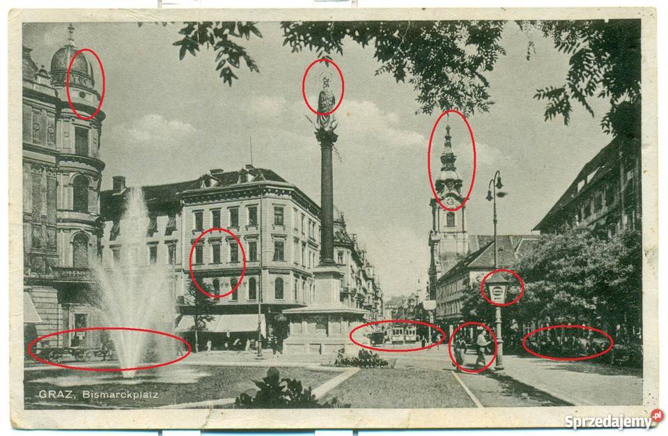 Graz Bismarckplatz Postkarte pomnik kościół sprzedam