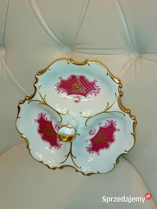 Pirkenhammer Piękny burgundowy kabaret patera