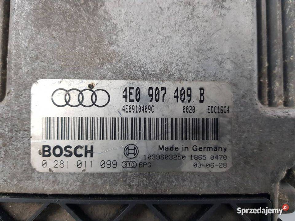 KOMPUTER SILNIKA ECU 4E0907409B 0281011099 A8 D3 kujawsko-pomorskie Lipno