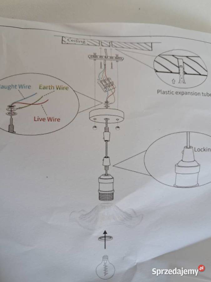 nowa szklana lampa w stylu vintage średnica Lampy wiszące Sandomierz