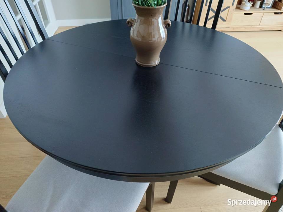Stół i krzesła komplet IKEA czarne 110cm Rumia