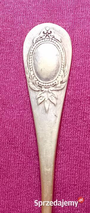 Secesyjna pozłacana łyżka z medalionem przełom Koźminek