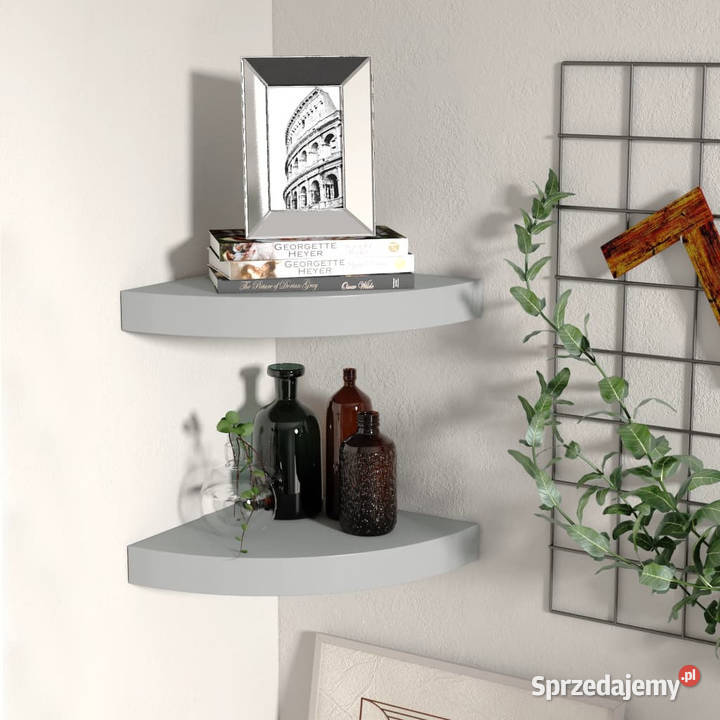 Narożne półki ścienne 2 szare 25x25x38 MDF Warszawa sprzedam