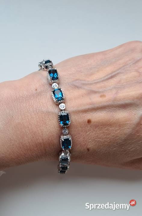 Srebrna bransoletka z Topazem London Blue i Otwock