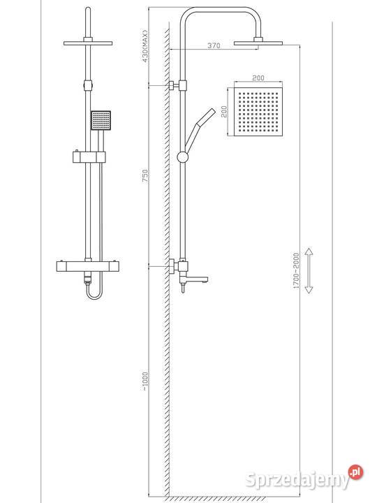 Deszczownica regulowana 170200 chromowana odcienie żółtego Łódź