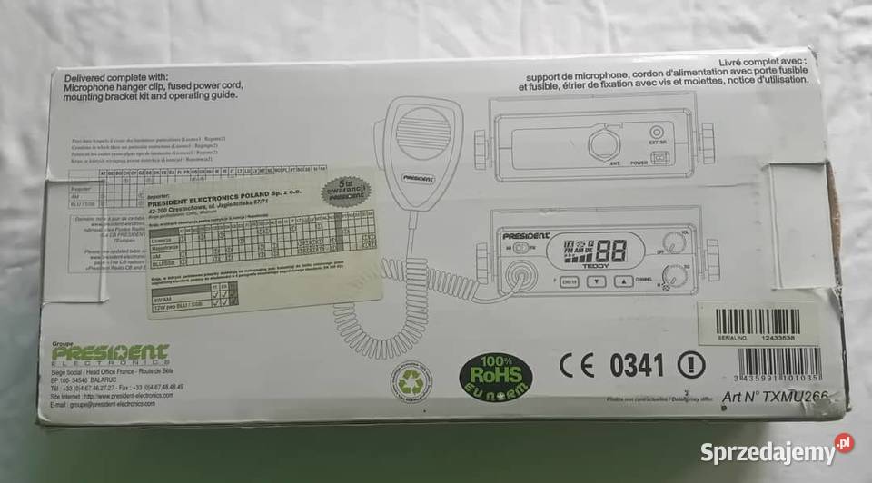 Sprzedam CBRadio President Teddy Pozostałe Gryfów Śląski