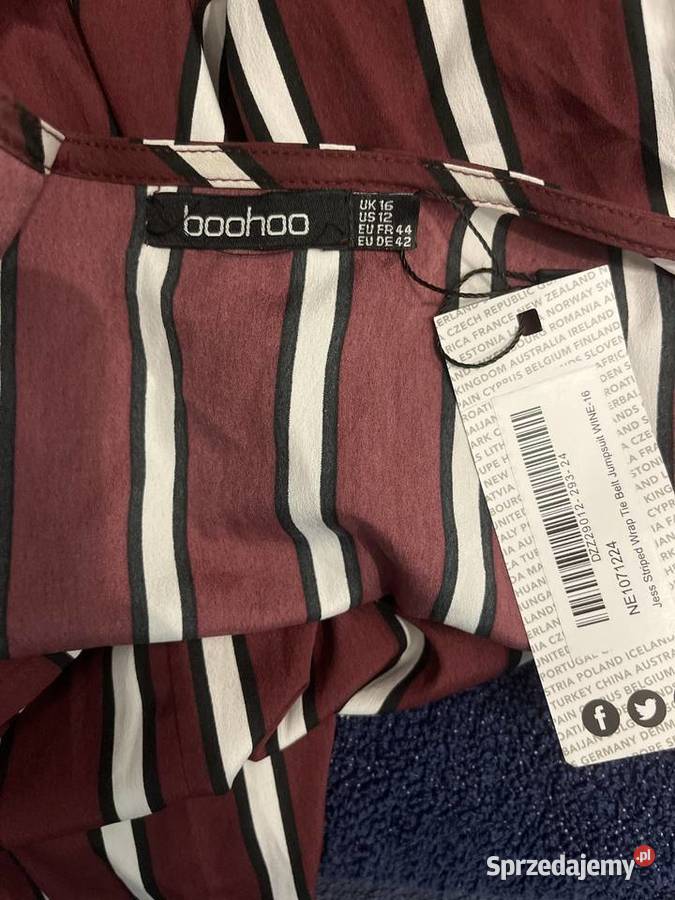 Boohoo kombinezon modny wzór paski nowy hit 44 Pozostałe Choszczno