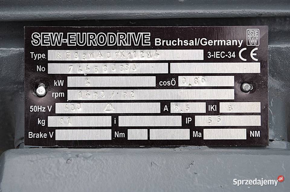 Motoreduktor kołnierzowy 4kw 32obrmin Firmy SEW Kargowa