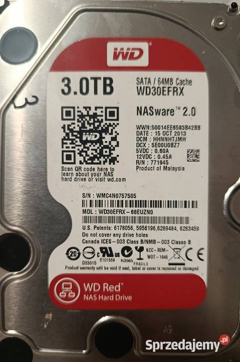 Dysk WD Red 3TB WD30EFRX idealny do NAS Wrocław