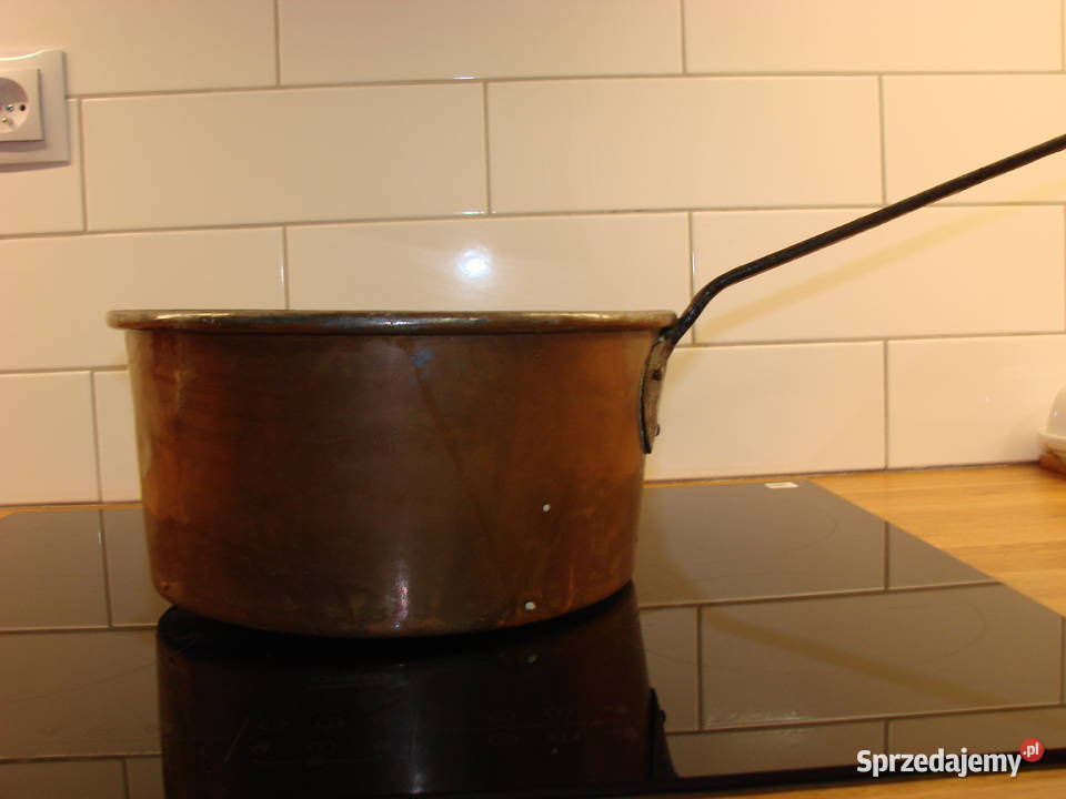 duży stary miedziany rondel pomorskie Pruszcz Gdański