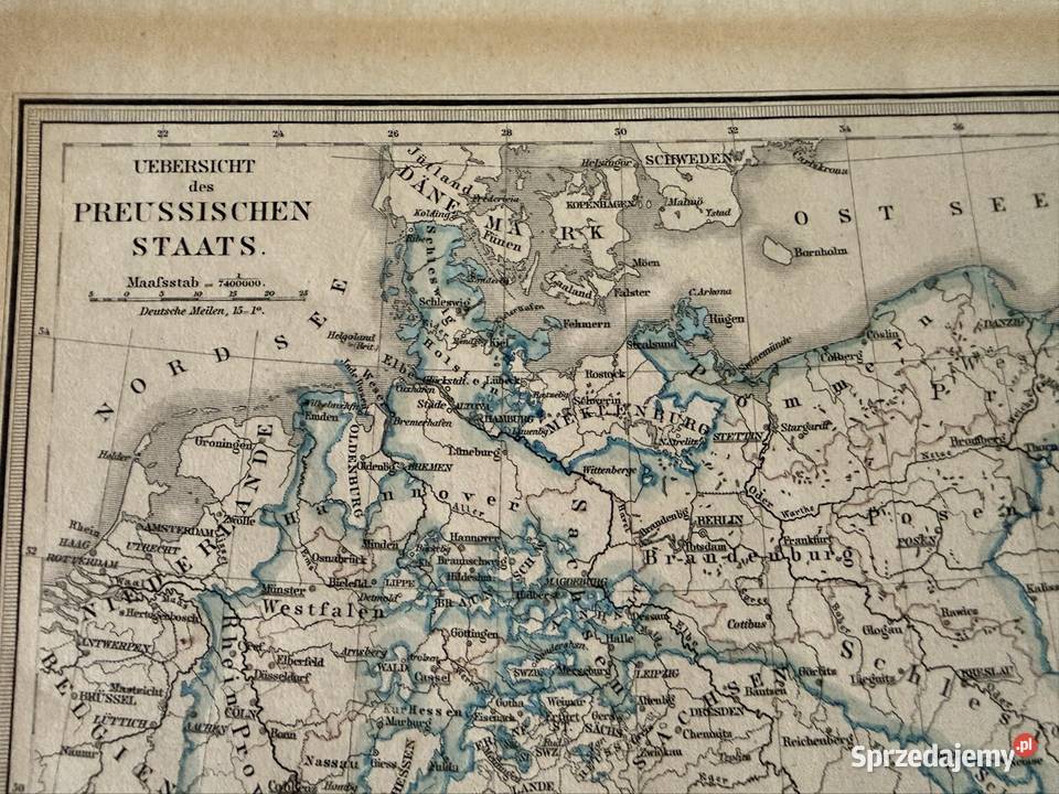Stara mapa historyczna Polski 1869 Prusy Poznań Czerwionka-Leszczyny