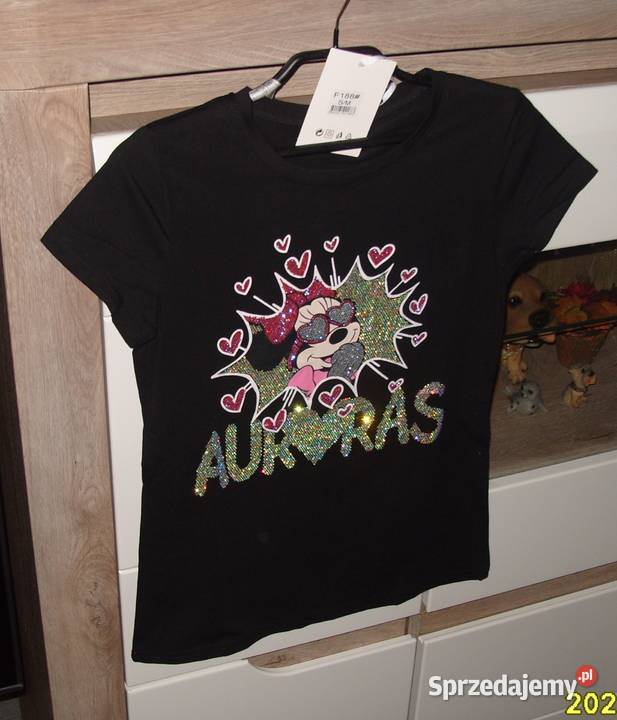 Serca MIKIHolo cyrkonie czarna NOWA bluzeczka