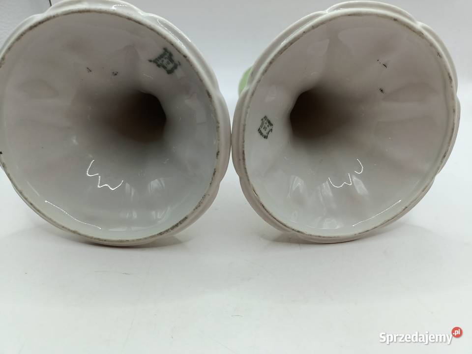 Dwa świeczniki wysokie Francja goździki biały Zamość