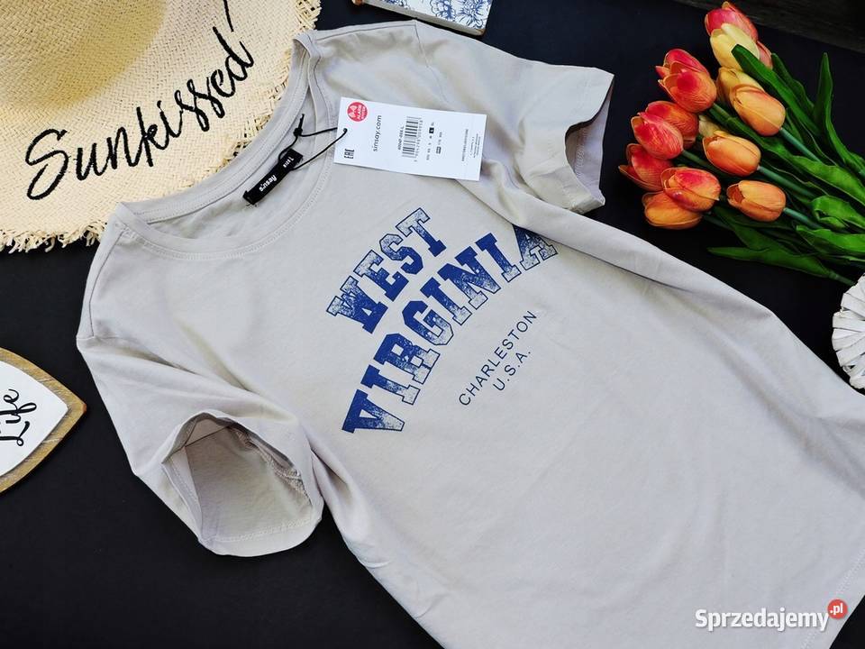 tshirt koszulka sinsay xxs 32 vest virginia szary/srebrny Toruń