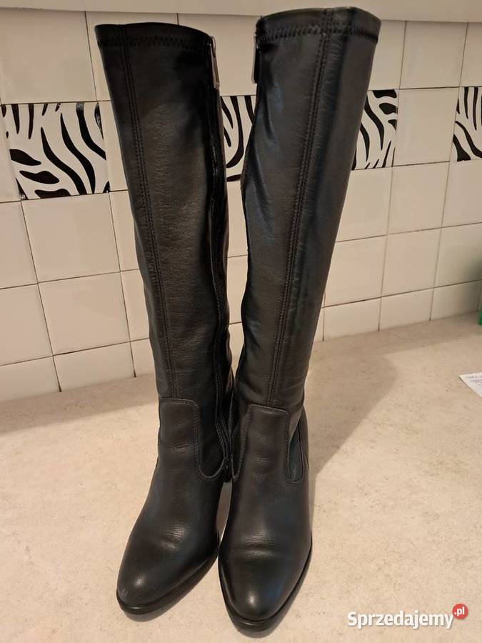 Buty damskie skórzane kozaki czarne Lasocki do skóra Kraków