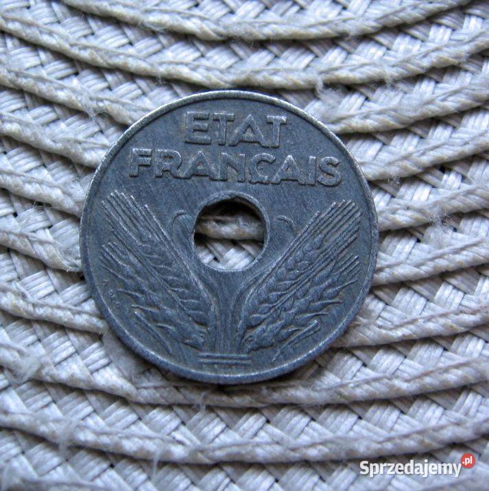 Francja 20 Centimes 1942r Cynk Numizmatyka Kalisz