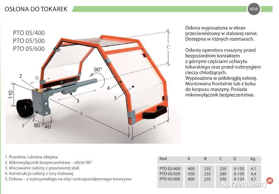 Osłona zabezpieczająca do tokarki PTO 05600 Katowice