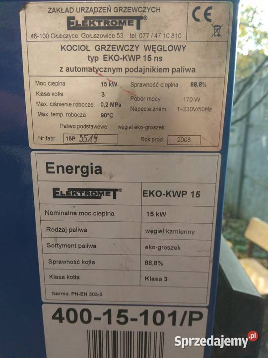 Piec z podajnikiem Elektromet 15 kW ns świętokrzyskie Kielce sprzedam