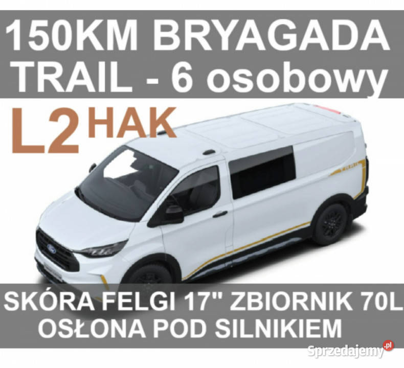 Ford Transit Custom Trail L2 150 6os Brygadowy klimatyzacja Ford Szczecinek
