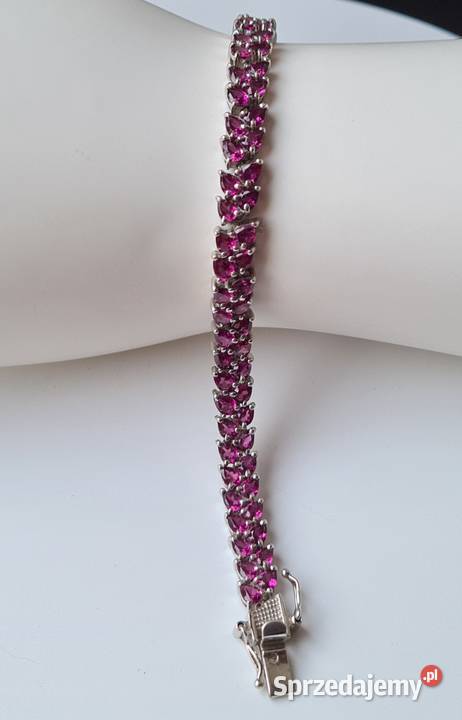 Bransoletka srebro rodowane 925 granaty rodolity Otwock