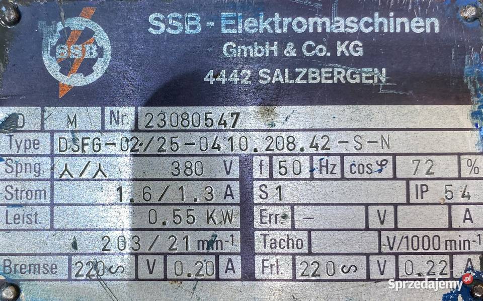 motoreduktor przekładnia 055kW 20321obr 3f HAM Pigża
