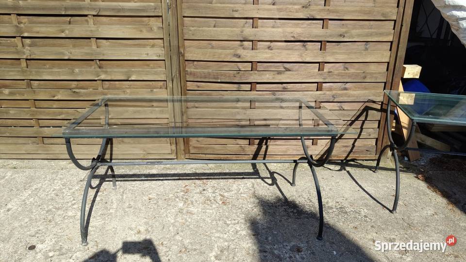 Stół 150x80 ogrodowy kute metalowe ze szkłem