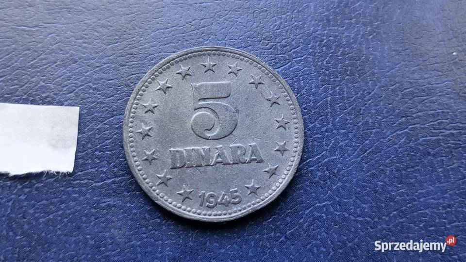 Stare monety 5 dinar 1945 Jugosławia Lesko