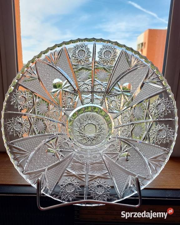 Piękna duża patera kryształowa Bohemia Porcelana i szkło