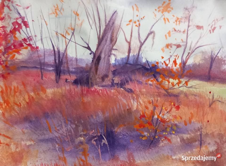 Jesień gwasz formatu A4 Antyki, Sztuka, Kolekcje Bochnia